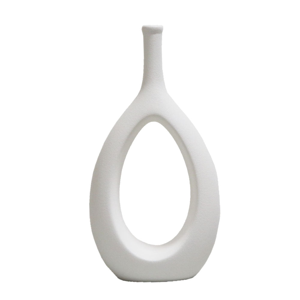 リングベース おしゃれなドーナツ型花瓶 北欧風インテリアに合う花器 一輪挿し 陶器製 シンプル&スタイリッシュ フラワーベース ホワイト