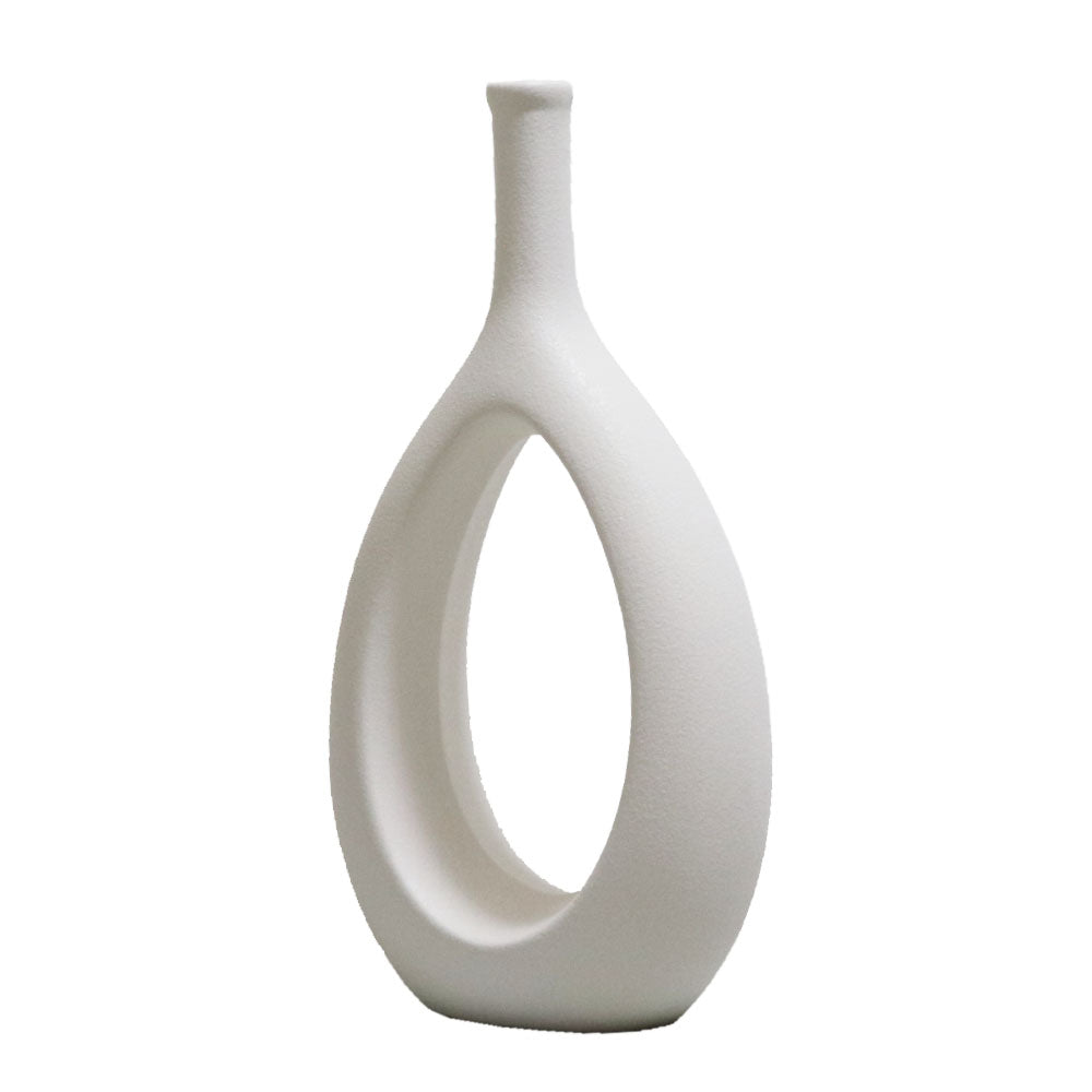 リングベース おしゃれなドーナツ型花瓶 北欧風インテリアに合う花器 一輪挿し 陶器製 シンプル&スタイリッシュ フラワーベース ホワイト