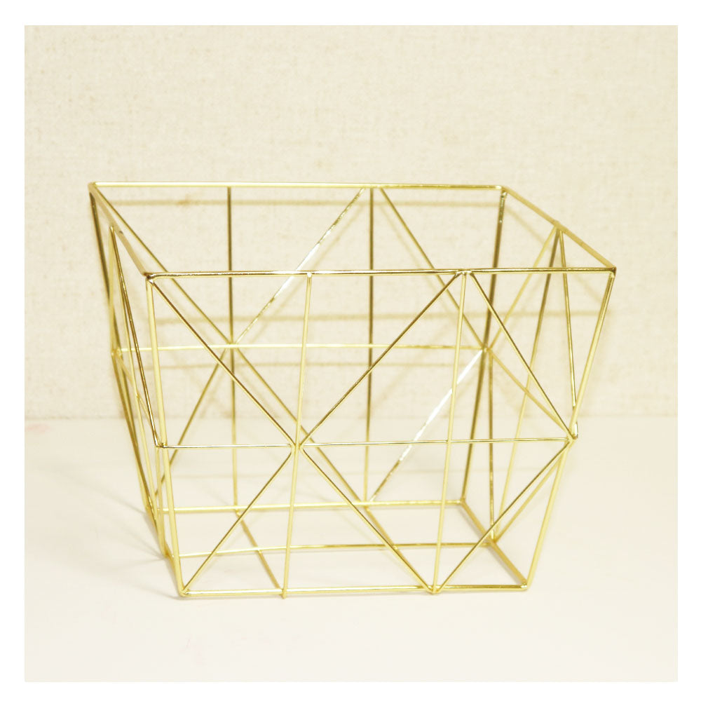 ワイヤーバスケット ゴールド 小物収納 おしゃれ スチール製 机上収納 キッチン整理 北欧風 インテリア雑貨