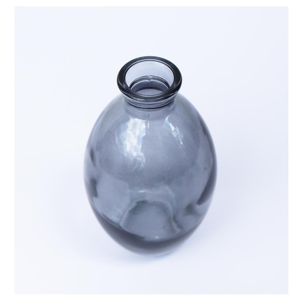 小さなガラス花瓶 フラワーベース ガラス おしゃれ インテリア カラー:グレー 高さ12cm