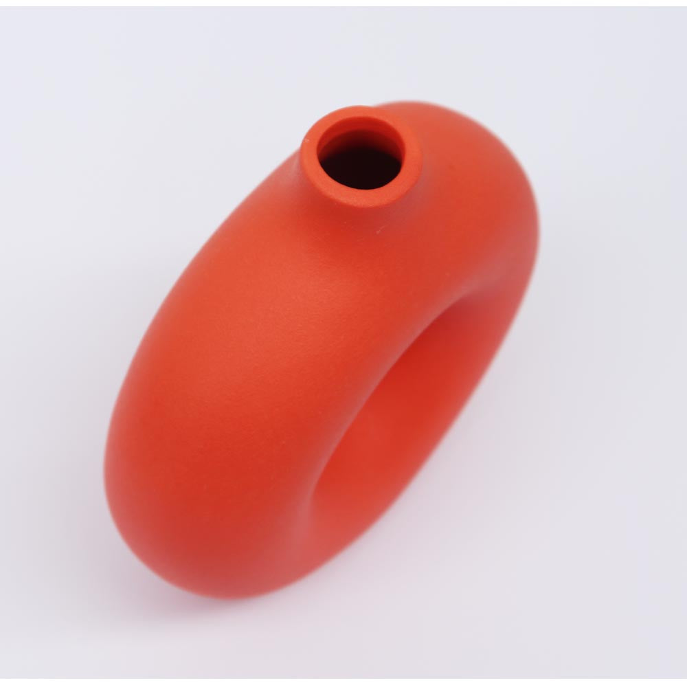 リングベース おしゃれなドーナツ型花瓶 北欧風インテリアに合う花器 一輪挿し 陶器製 シンプル&スタイリッシュ フラワーベース オレンジ 高さ約19cm