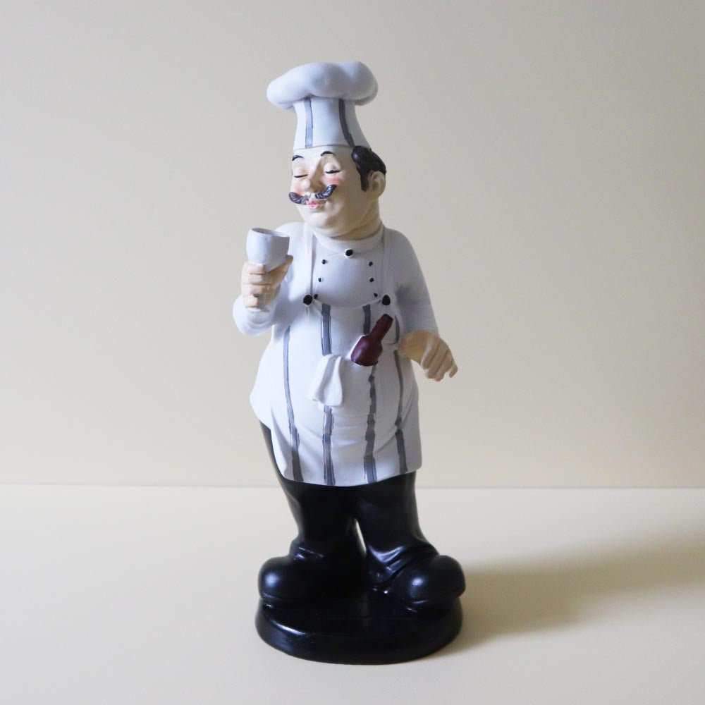 コックさん 樹脂フィギュア シェフ オブジェ 店舗 ディスプレイ用 レストラン カフェ 装飾 インテリア 飲食店 ワイングラス