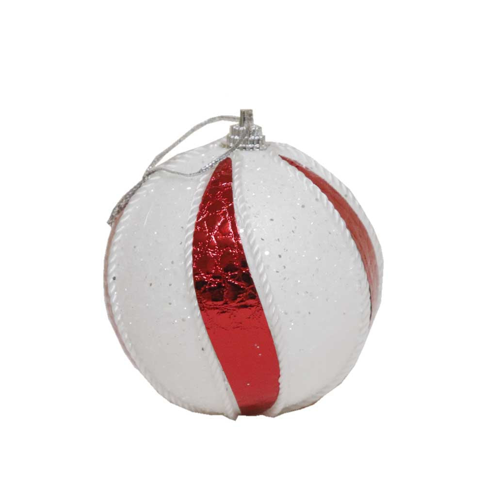 クリスマスボール オーナメント クリスマスツリー 飾り付け ディスプレイ カラー:レッドxホワイト 1個