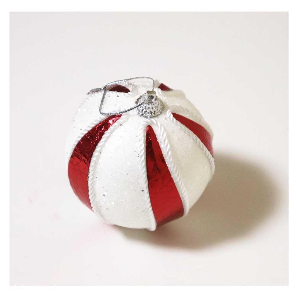 クリスマスボール オーナメント クリスマスツリー 飾り付け ディスプレイ カラー:レッドxホワイト 1個