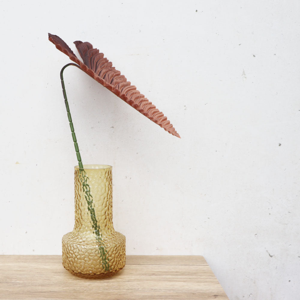 南国風 リーフ造花 フェイクグリーン トロピカルリーフ 人工観葉植物 撮影小物 店舗装飾 ディスプレイ 1本 カラー:ブラウン