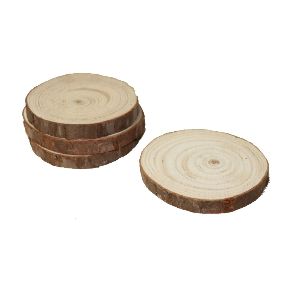ウッド・木片コースター 丸形 小 4個セット ディスプレイ 飾りつけ デコレーション ドライフラワー 素材 1枚あたりの大きさ:約7x7x1cm