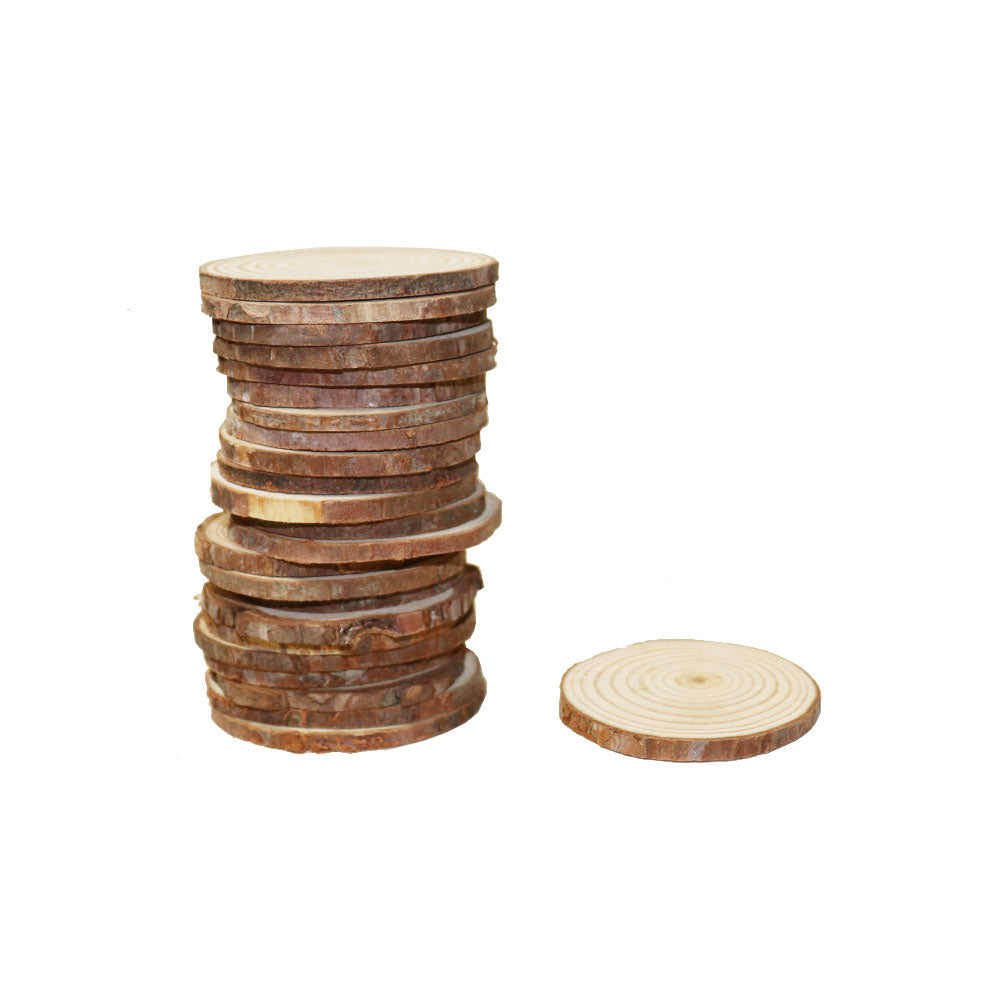 ウッド・木片コースター 丸形 24片セット ディスプレイ 飾りつけ デコレーション ドライフラワー 素材 1枚あたりの大きさ:約6x6x0.5cm