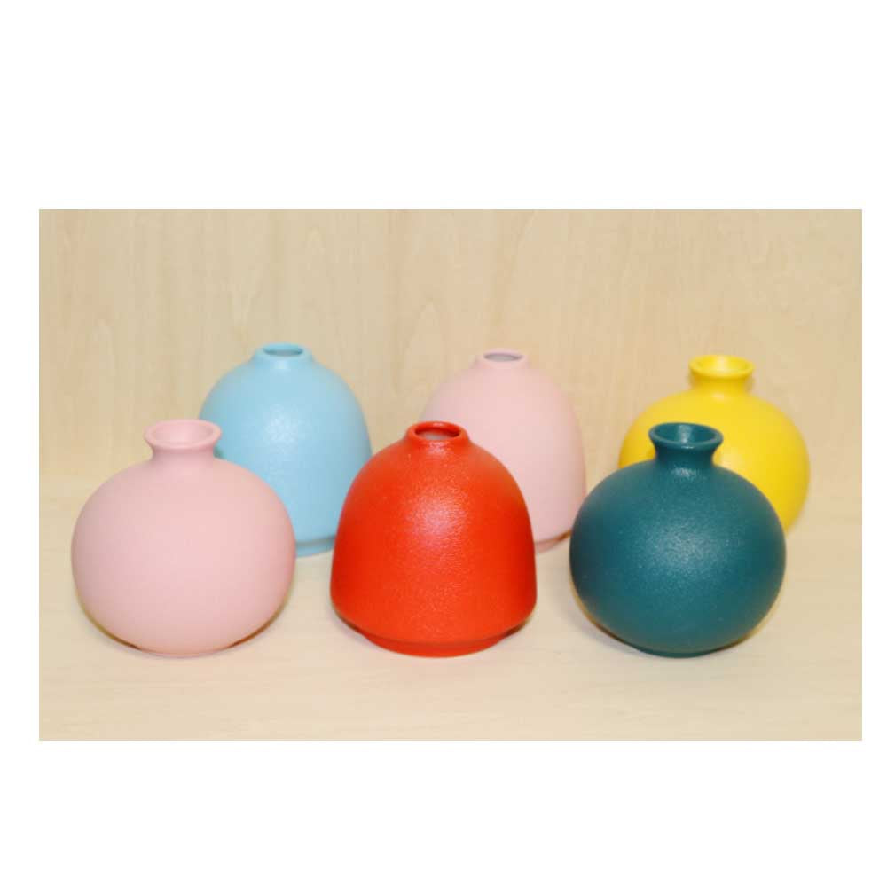 花瓶 フラワーベース 一輪挿し 陶器 シンプル 鉢植え カラー:グリーン2