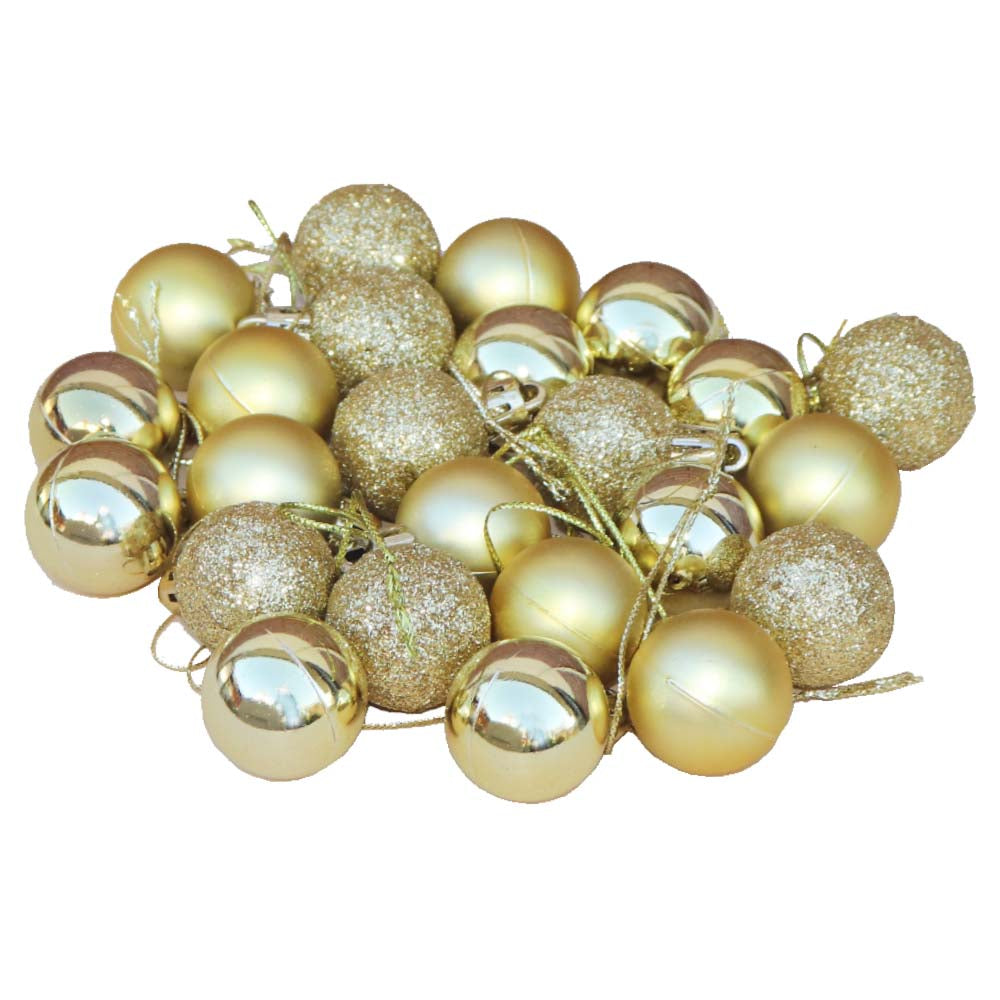 クリスマスボール 飾り 24個セット オーナメント クリスマスツリー 飾り付け ディスプレイ ゴールド 大きさ:直径3cm
