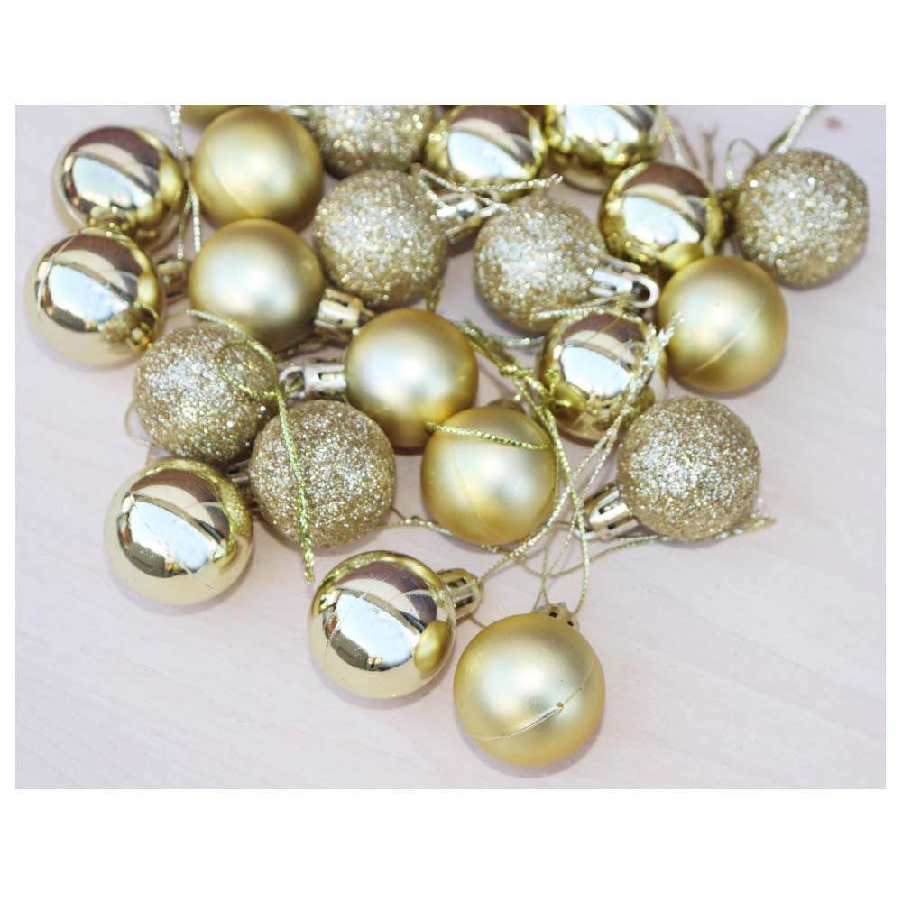 クリスマスボール 飾り 24個セット オーナメント クリスマスツリー 飾り付け ディスプレイ ゴールド 大きさ:直径3cm