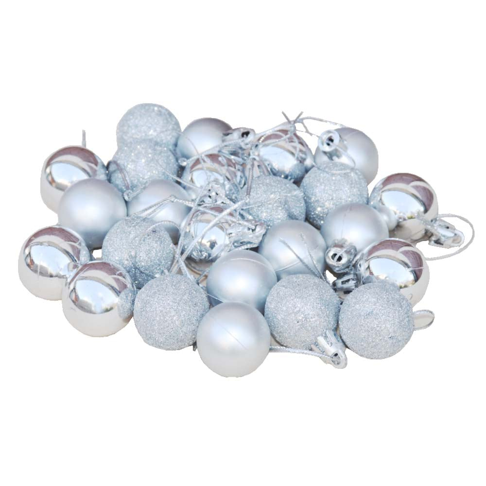 クリスマスボール 飾り 24個セット オーナメント クリスマスツリー 飾り付け ディスプレイ シルバー 大きさ:直径3cm