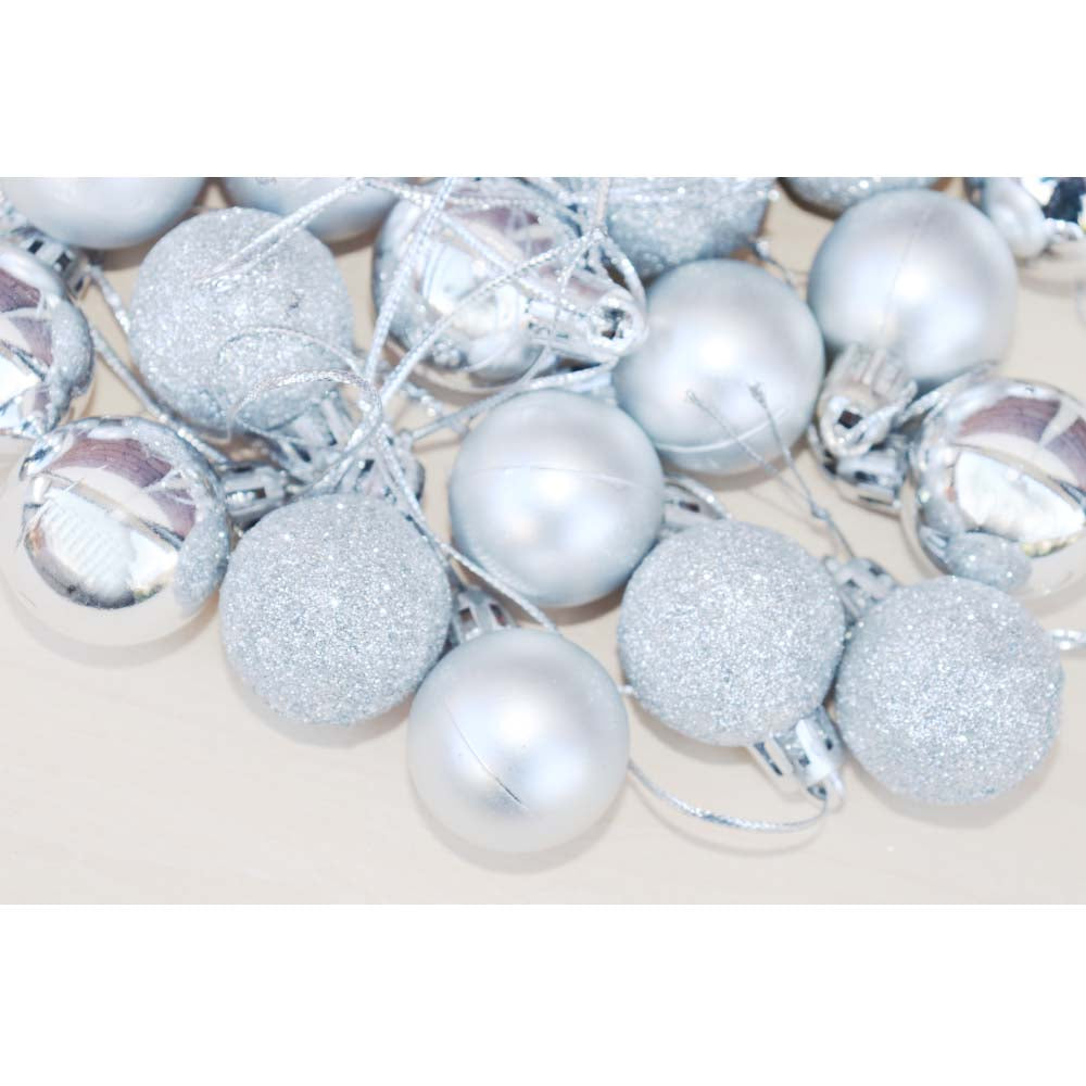クリスマスボール 飾り 24個セット オーナメント クリスマスツリー 飾り付け ディスプレイ シルバー 大きさ:直径3cm