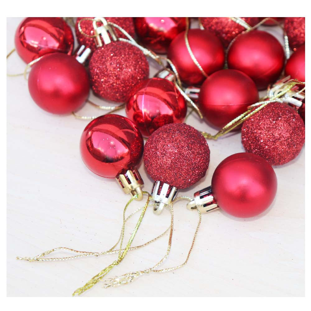 クリスマスボール 飾り 24個セット オーナメント クリスマスツリー 飾り付け ディスプレイ レッド 大きさ:直径3cm