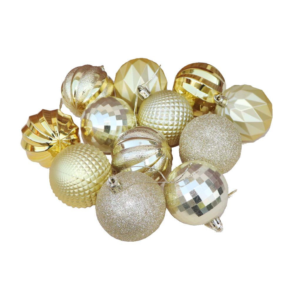 クリスマスボール 飾り 12個セット オーナメント クリスマスツリー 飾り付け ディスプレイ ゴールド 大きさ:直径6cm