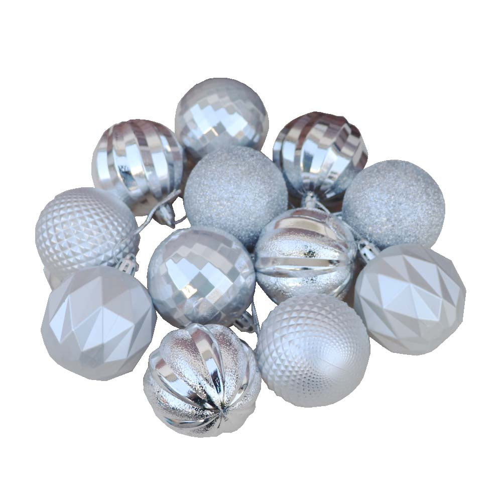 クリスマスボール 飾り 12個セット オーナメント クリスマスツリー 飾り付け ディスプレイ シルバー 大きさ:直径6cm