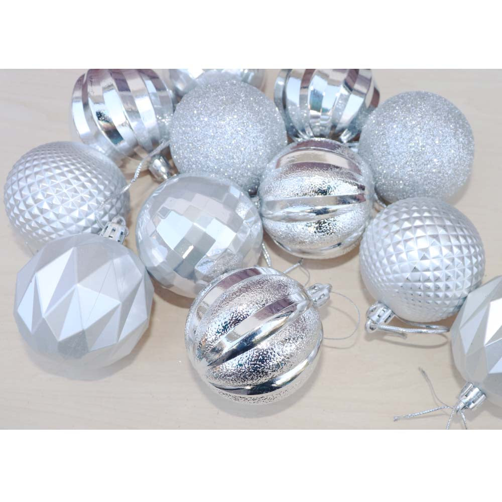 クリスマスボール 飾り 12個セット オーナメント クリスマスツリー 飾り付け ディスプレイ シルバー 大きさ:直径6cm