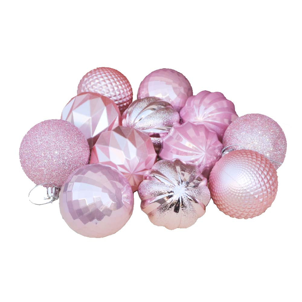 クリスマスボール 飾り 12個セット オーナメント クリスマスツリー 飾り付け ディスプレイ ピンク 大きさ:直径6cm