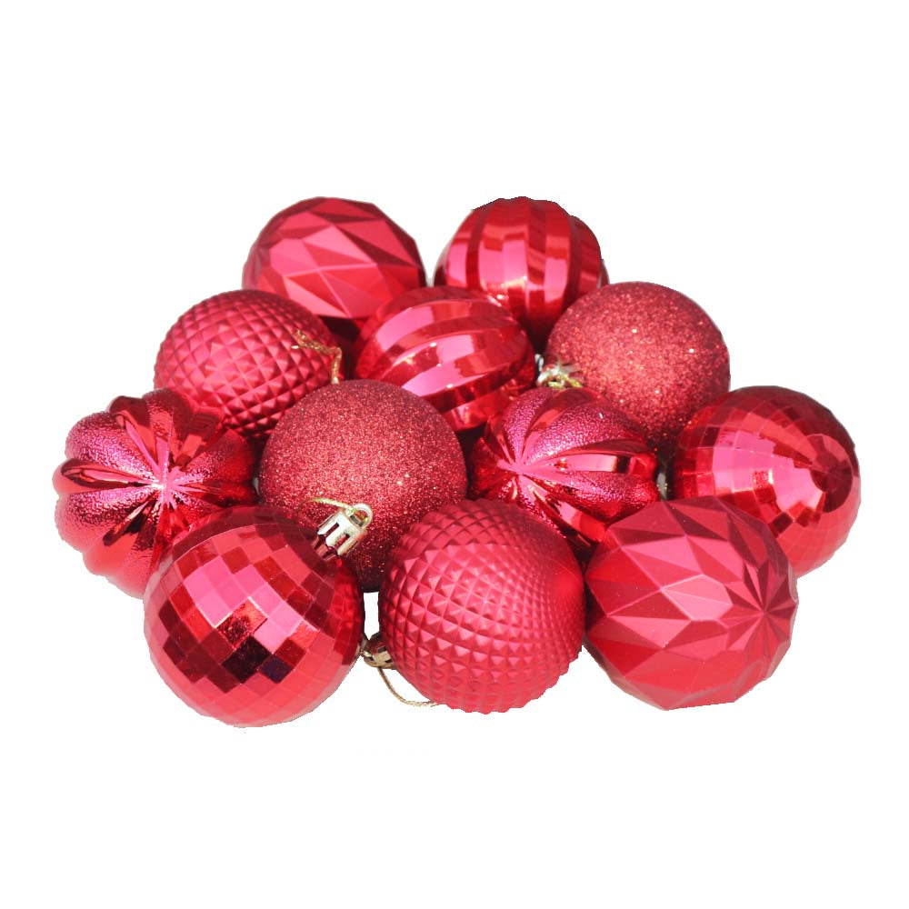 クリスマスボール 飾り 12個セット オーナメント クリスマスツリー 飾り付け ディスプレイ レッド 大きさ:直径6cm