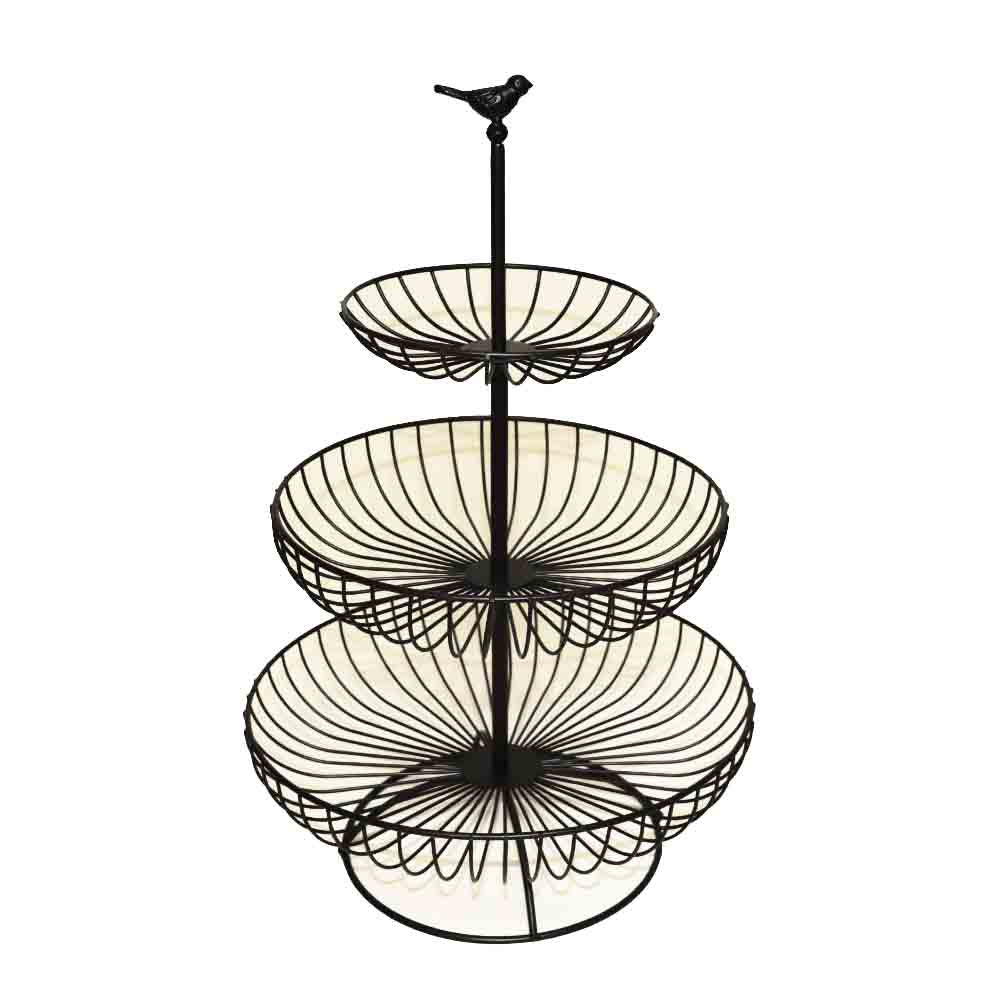 3段式バスケット かご フルーツバスケット 卓上かご ディスプレイ用 インテリア ブラック