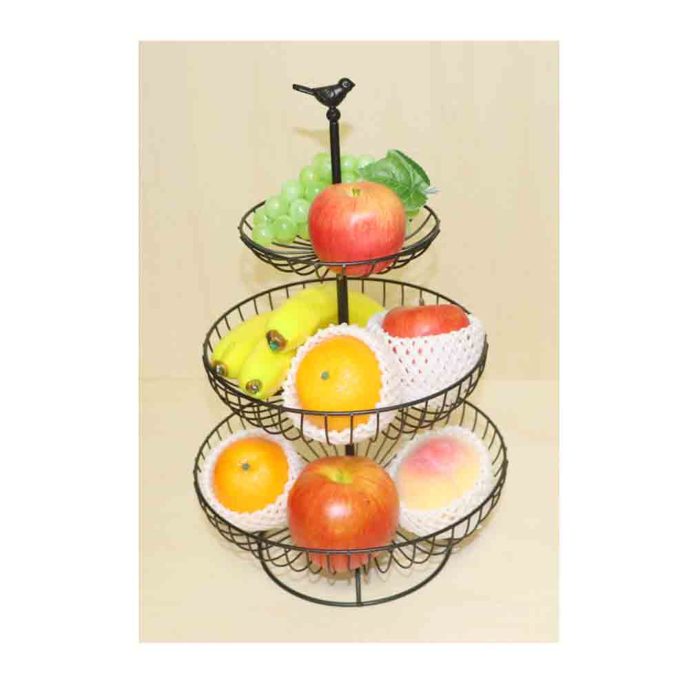 3段式バスケット かご フルーツバスケット 卓上かご ディスプレイ用 インテリア ブラック