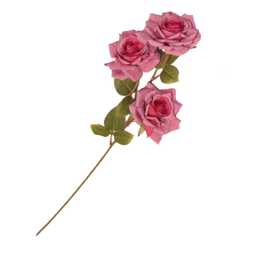 バラ 薔薇 造花 1本(花3輪) フェイクグリーン ギフト・プレゼント カラー:スモークピンク くすんだ色合いの造花