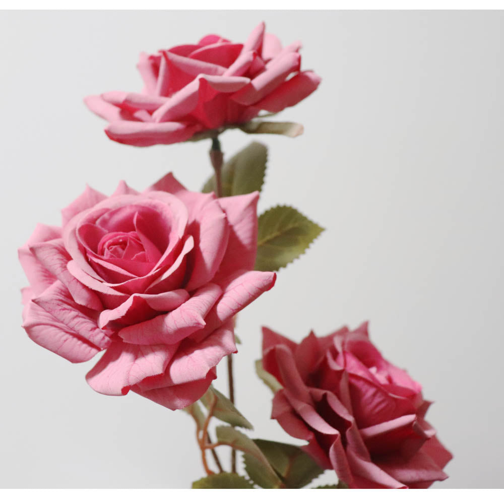 バラ 薔薇 造花 1本(花3輪) フェイクグリーン ギフト・プレゼント カラー:スモークピンク くすんだ色合いの造花