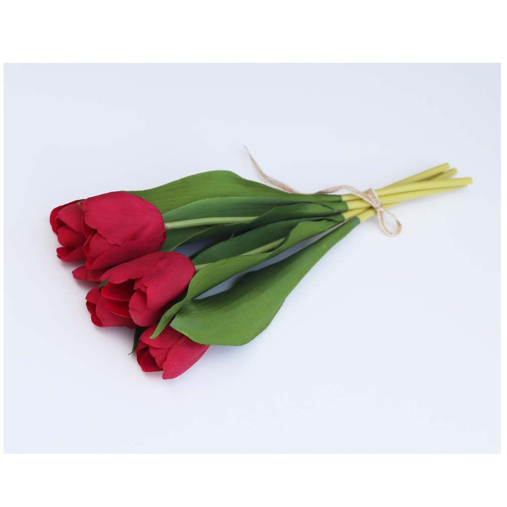 チューリップ 造花 レッド 5本セット 飾り付け インテリア ディスプレイ 商品サイズ:長さ約37cm