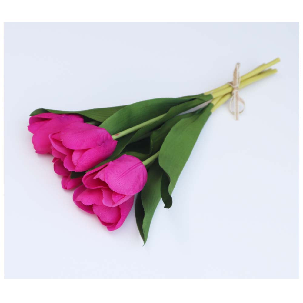 チューリップ 造花 ローズピンク 5本セット 飾り付け インテリア ディスプレイ 商品サイズ:長さ約37cm