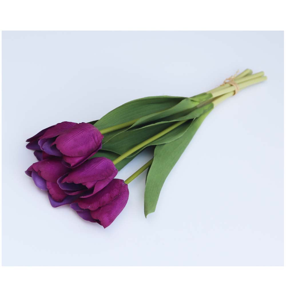 チューリップ 造花 パープル 5本セット 飾り付け インテリア ディスプレイ 商品サイズ:長さ約37cm