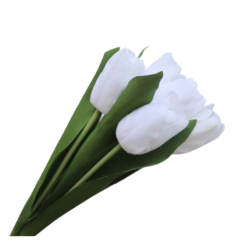 チューリップ 造花 ホワイト 5本セット 飾り付け インテリア ディスプレイ 商品サイズ:長さ約37cm
