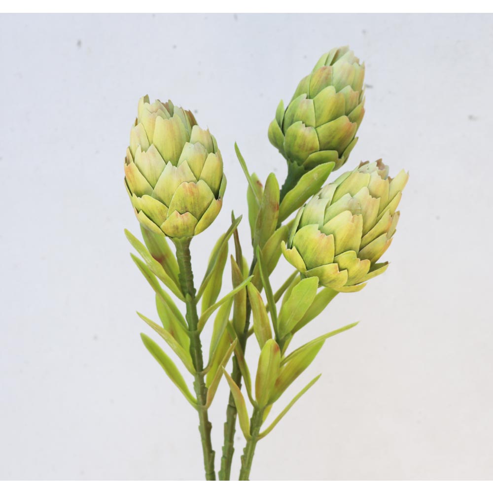 フェイクグリーン アーティチョーク キングプロテア 3本セット 造花 飾り付け インテリア ディスプレイ 商品サイズ:長さ約55cm