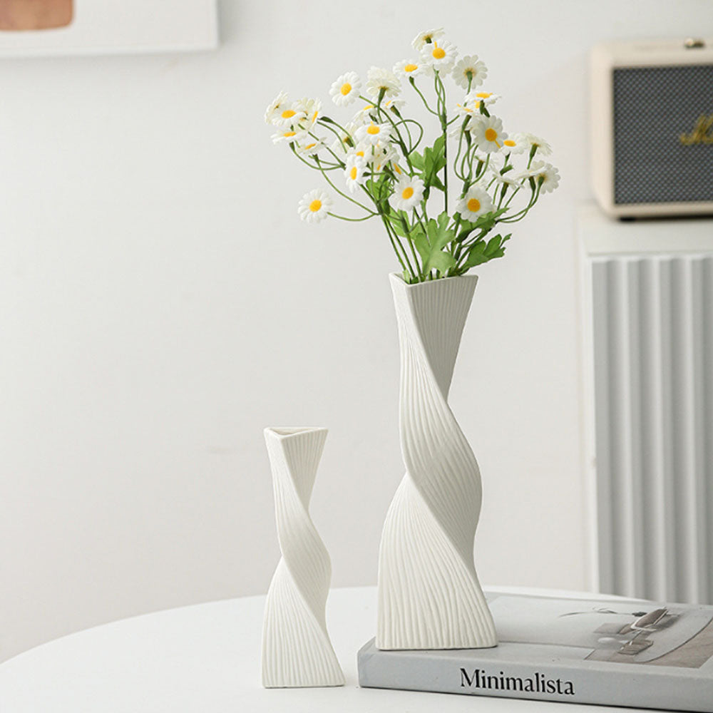 花瓶 北欧風インテリアに合う花器 一輪挿し 陶器製 シンプル&スタイリッシュ フラワーベース 高さ約18cm