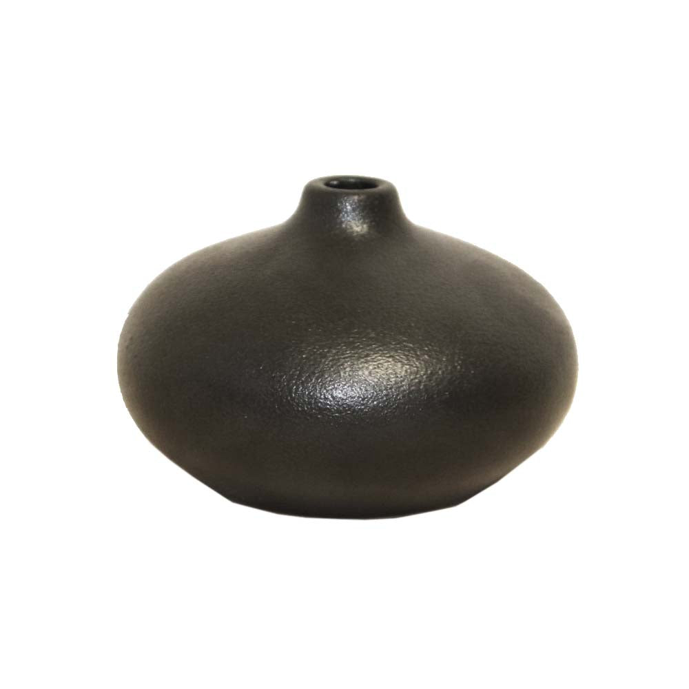 花瓶 フラワーベース 鉢植え 一輪挿し 陶器 シンプル カラー:ブラック 製品サイズ:直径約10cm 高さ約7.5cm 口径約1.5cm