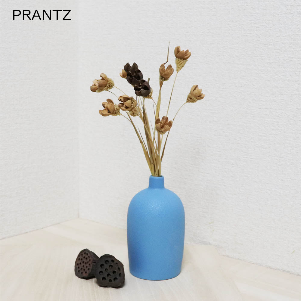 花瓶 フラワーベース 鉢植え 一輪挿し 陶器 シンプル カラー:ブルー 製品サイズ:直径約7cm 高さ約14cm 口径約1.5cm