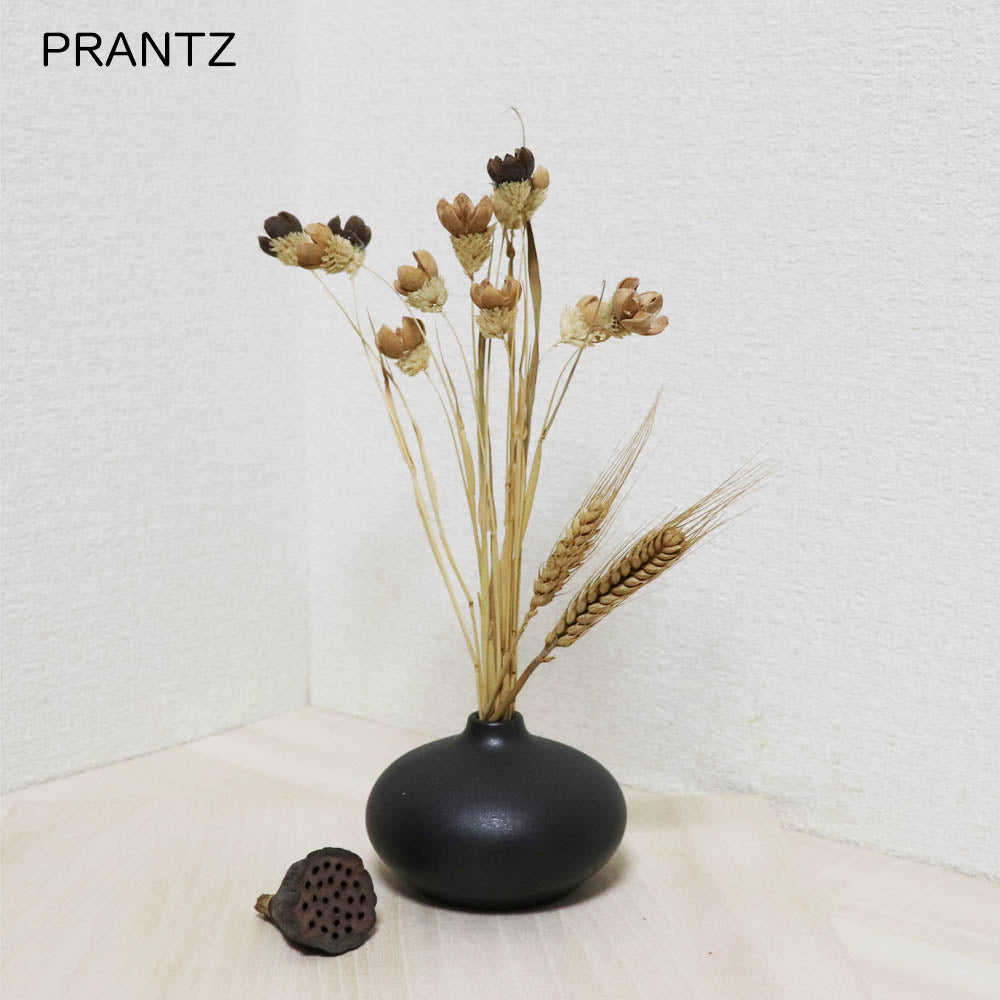 花瓶 フラワーベース 鉢植え 一輪挿し 陶器 シンプル カラー:ブラック 製品サイズ:直径約10cm 高さ約7.5cm 口径約1.5cm