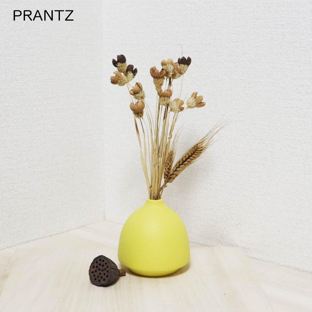 花瓶 フラワーベース 鉢植え 一輪挿し 陶器 シンプル カラー:イエロー2 製品サイズ:直径約9cm 高さ約10cm 口径約1.5cm