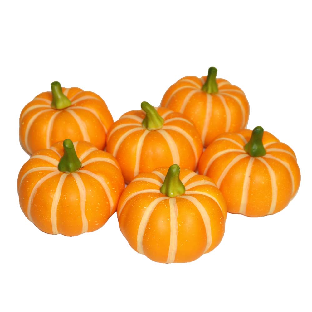 かぼちゃ模型　パンプキン　本物そっくりな果物・野菜模型　6個パック　食品サンプル　カラー：オレンジ