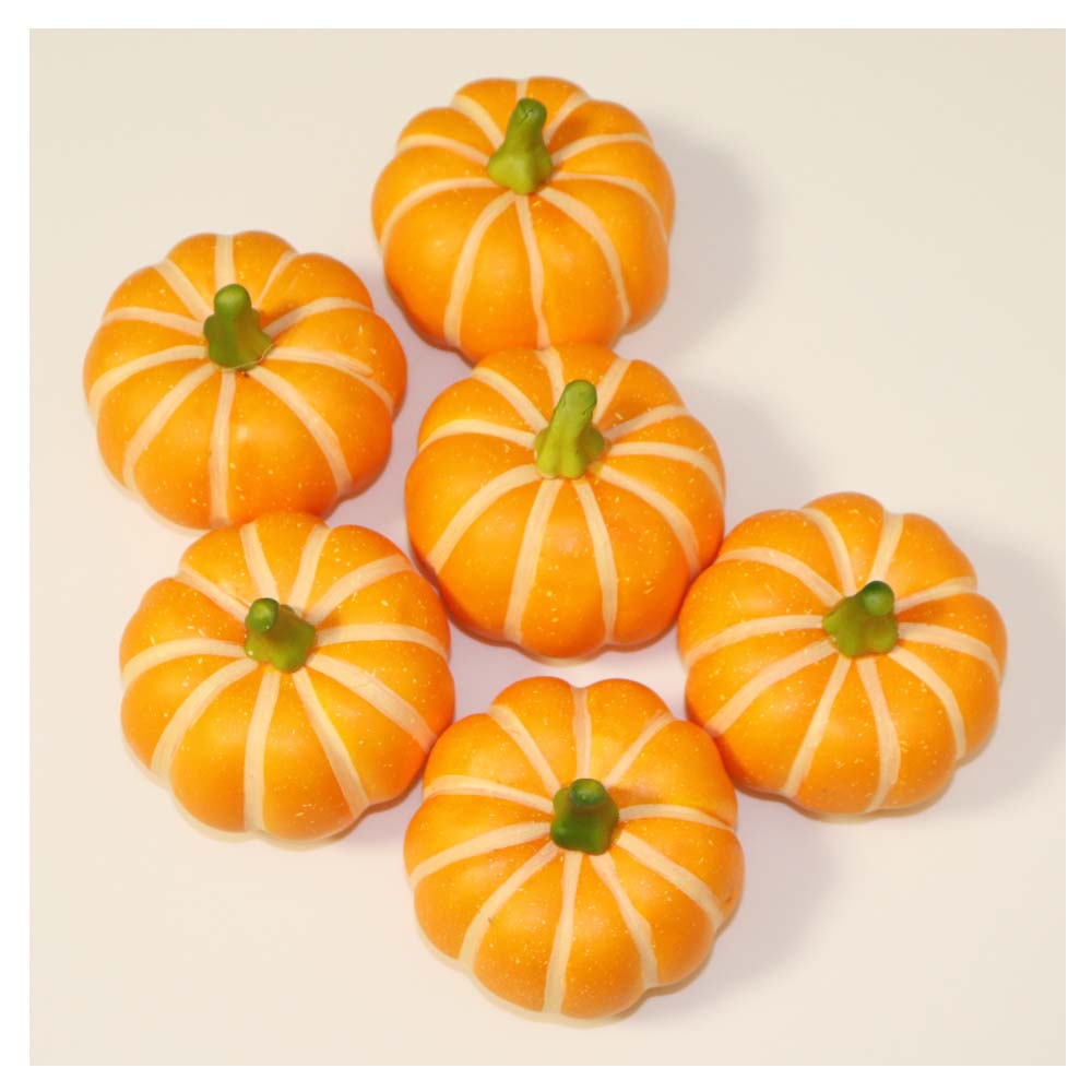 かぼちゃ模型　パンプキン　本物そっくりな果物・野菜模型　6個パック　食品サンプル　カラー：オレンジ