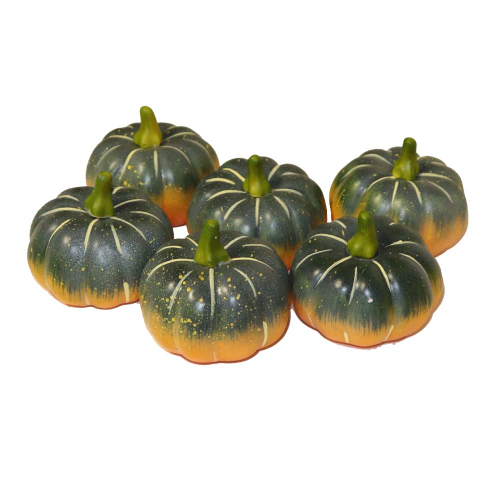 かぼちゃ模型　パンプキン　本物そっくりな果物・野菜模型　6個パック　食品サンプル　カラー：グリーン