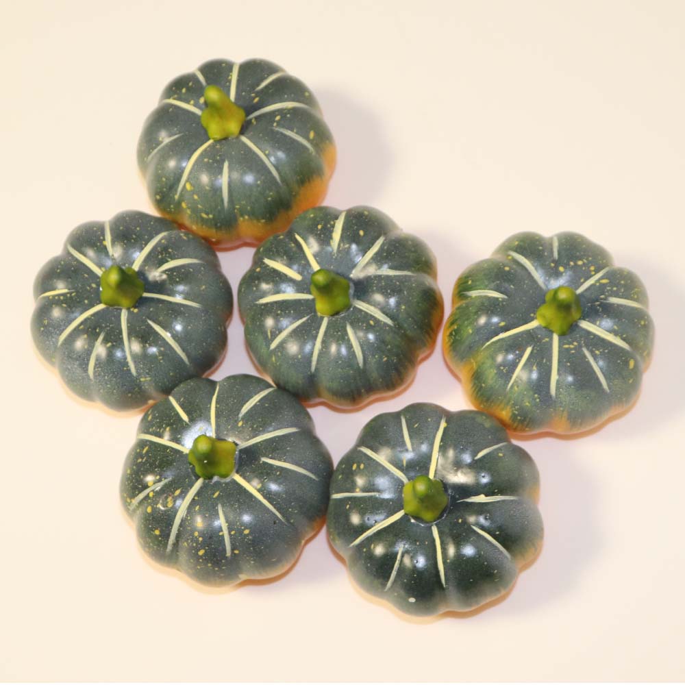かぼちゃ模型　パンプキン　本物そっくりな果物・野菜模型　6個パック　食品サンプル　カラー：グリーン