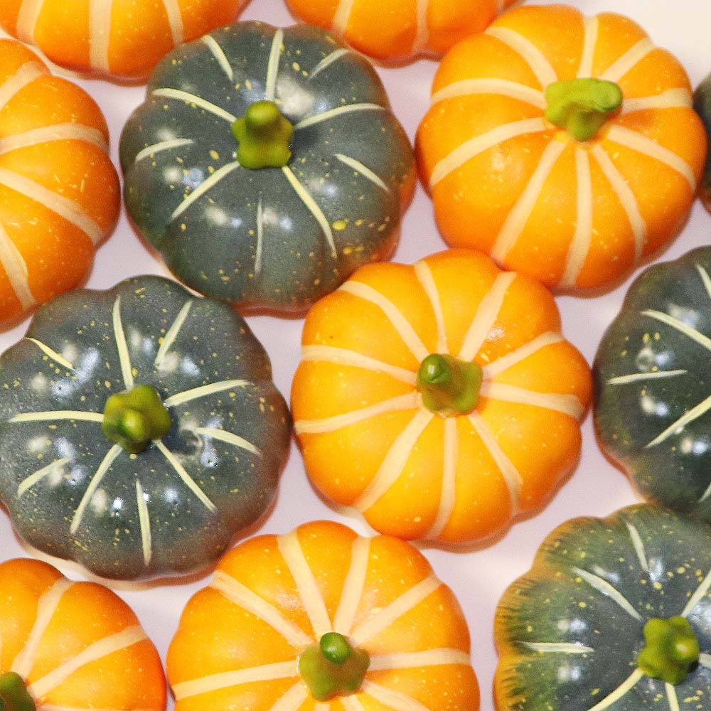 かぼちゃ模型　パンプキン　本物そっくりな果物・野菜模型　6個パック　食品サンプル　カラー：グリーン