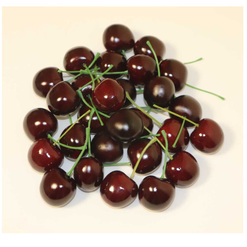 大きめサイズのチェリー模型　果物模型　さくらんぼ　30個パック　ディスプレイ　食品サンプル (ブラック)