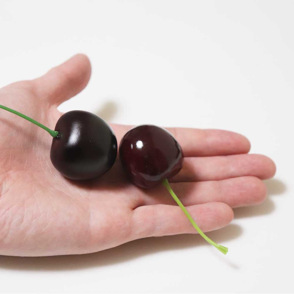 大きめサイズのチェリー模型　果物模型　さくらんぼ　30個パック　ディスプレイ　食品サンプル (ブラック)
