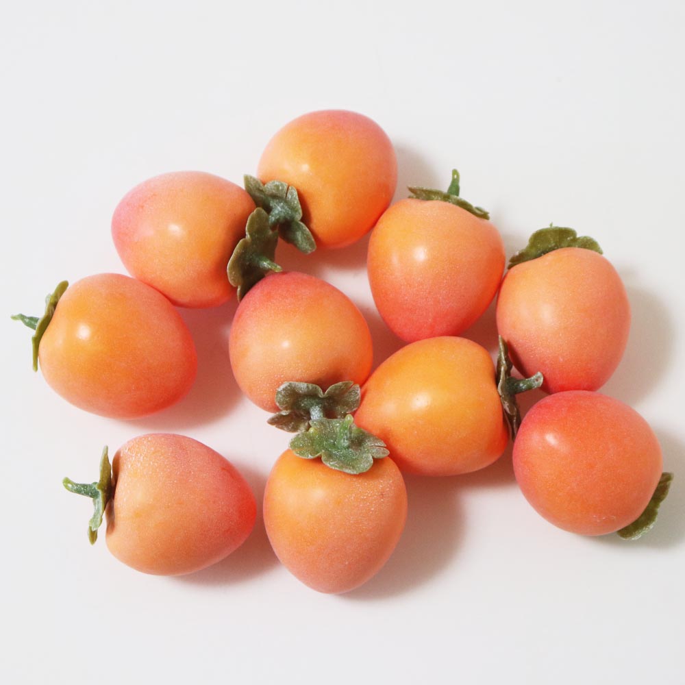 柿　かき　渋柿模型　果物模型　10個セット　食品サンプル模型　1個あたり製品寸法：約４ｘ４ｘ６cm 軽量 カラー：イエロー