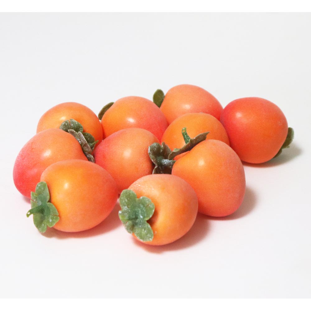 柿　かき　渋柿模型　果物模型　10個セット　食品サンプル模型　1個あたり製品寸法：約４ｘ４ｘ６cm 軽量 カラー：イエロー