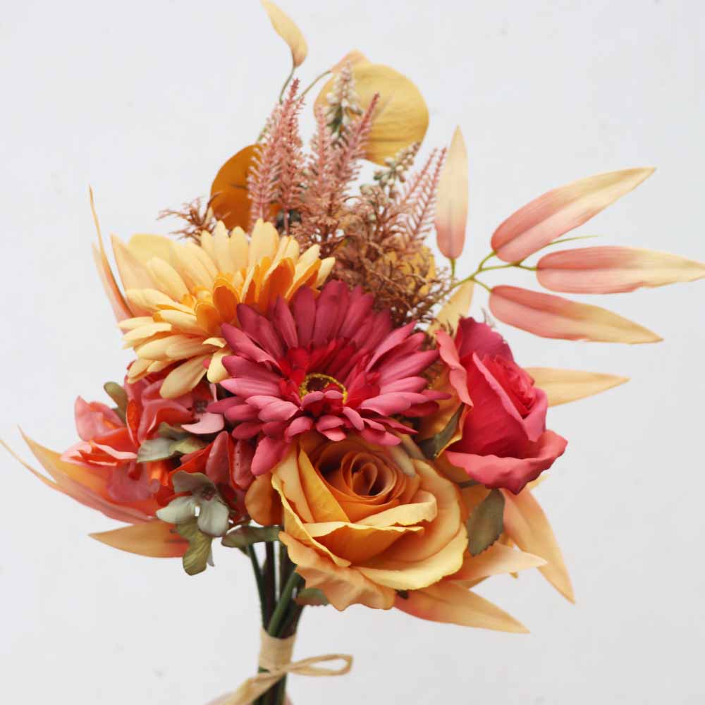 秋草色 造花ブーケ 花束 くすみカラー 秋 冬 季節飾り 玄関 リビング 商品サイズ：約24ｘ12ｘ40cm　長さ約40cm
