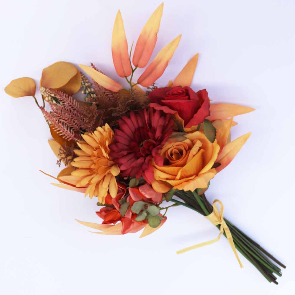 秋草色 造花ブーケ 花束 くすみカラー 秋 冬 季節飾り 玄関 リビング 商品サイズ：約24ｘ12ｘ40cm　長さ約40cm