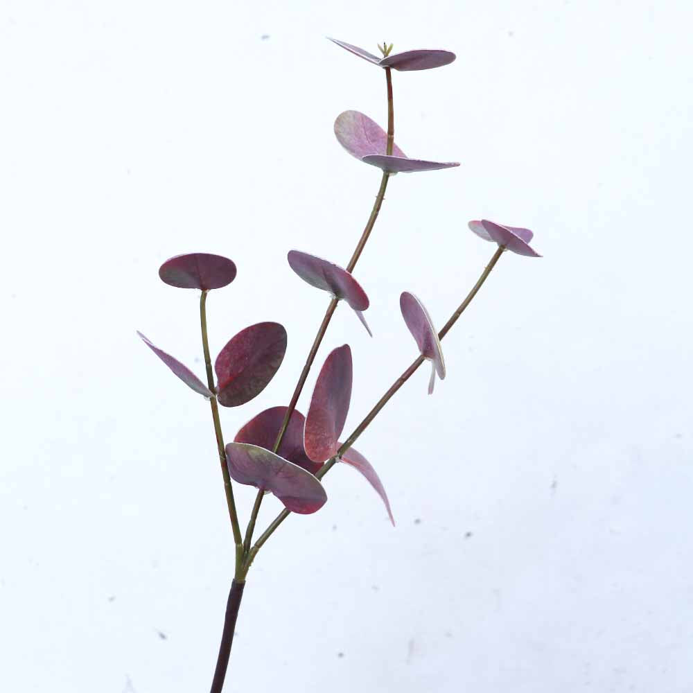 ユーカリ　造花　1本　フェイクグリーン　ギフト・プレゼント　レッド　小　長さ約45cm