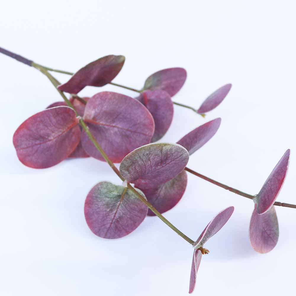 ユーカリ　造花　1本　フェイクグリーン　ギフト・プレゼント　レッド　小　長さ約45cm