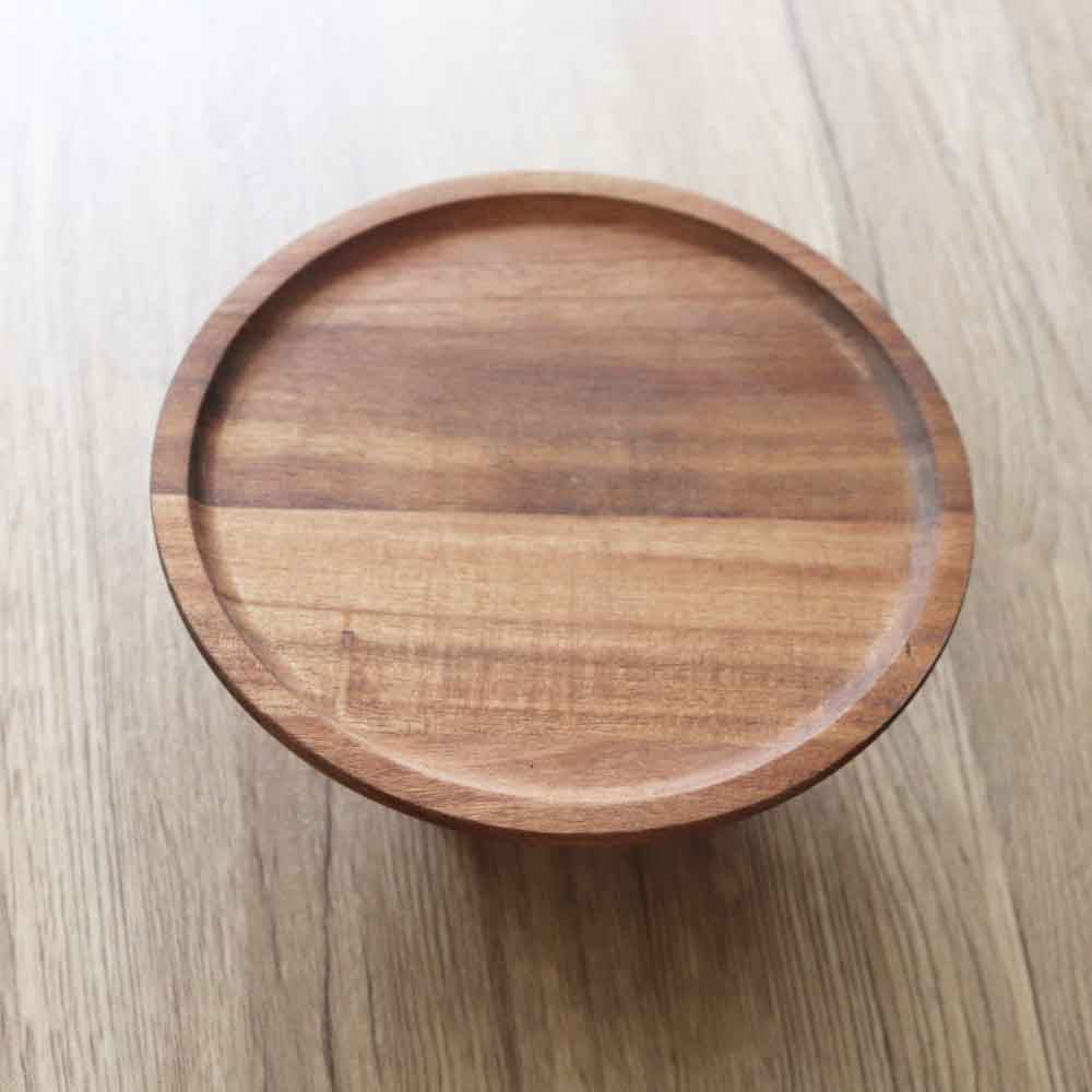 木製トレイ 円形 ディスプレイトレー 飾り台 小物置き 北欧 ナチュラル キッチン リビング 直径20cm、高さ8.5cm